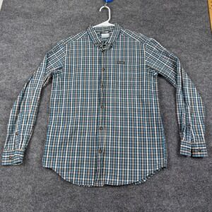 Columbia Mens Plaid Long Sleeve Button Down Shirt Blue Grey White Size M